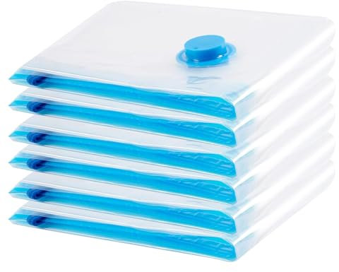 Sac de Rangement Sous Vide 6PCS,Sac sous vide Vetement Aspirateur,Compression Housse Aspirable Rangement Réutilisable pour Literie, Vêtements, Couettes, Matelas,Tente et Voyages(80 * 60CM)