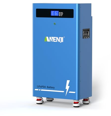 Aninerel 300AH 48V LiFePO4 Batterie 15KWh Batterie 51.2V 12000+ Zyklen Wiederaufladbare Batterie mit BMS Wandmontierter Energiespeicher für Photovoltaikanlage RV