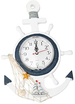 GLEAVI Orologio Da Parete Forma Di Nave Ancora e Stella Realizzato in e Plastica Per Soggiorno e Camera Da