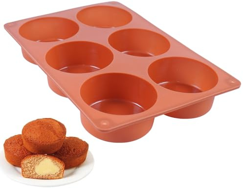 JasCherry Moule en Silicone Alimentaire Réutilisable, 6 Cavités en Forme de Tasses à Cupcakes/Muffins, pour Cuisson au Four, Congélation, Décoration Pâtisserie, Antiadhésif, 26.8 x 18.1 x 3.5 cm