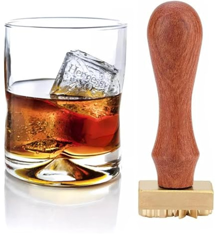 Stampo per Timbri Di Ghiaccio Personalizzato in Rame E Ottone, Produttore Di Cubetti Di Ghiaccio Personalizzato Con Manico in Legno E Metallo per Whisky Feste, Matrimoni E Fai Da Te