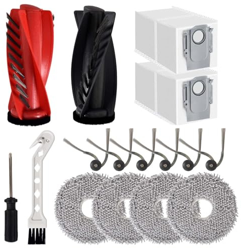 Kit de Accesorios Compatible para Roborock P20 Pro G20s Ultra, 4 Paños de Fregona, 2 Bolsas para el Polvo, 6 Cepillos Laterales, 1 Cepillo Principal, 1 Destornillador, 1 Cepillo de Gancho