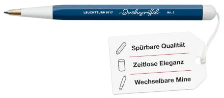 LEUCHTTURM1917 Drehgriffel Nr. 1 Indigo Kugelschreiber, Messing/Aluminium | Dokumentenechte Mine ISO 12757-2, königsblaue Tinte, nachfüllbar, Traditionsmarke seit 1917