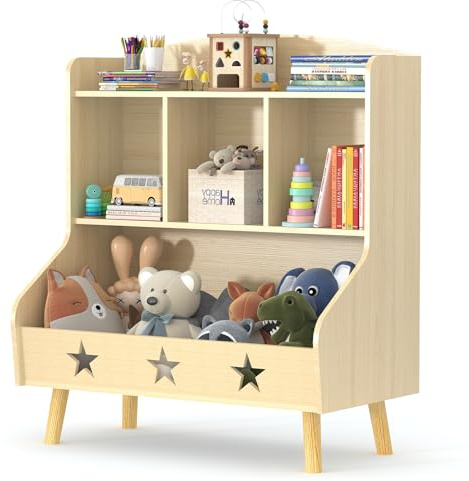 Garden 4 you Kinderregal,Bücherregal Kinder,Kinderregal mit 3 offenen Fächern,Bücherregal Kinderzimmer aus Naturholz (Eiche)