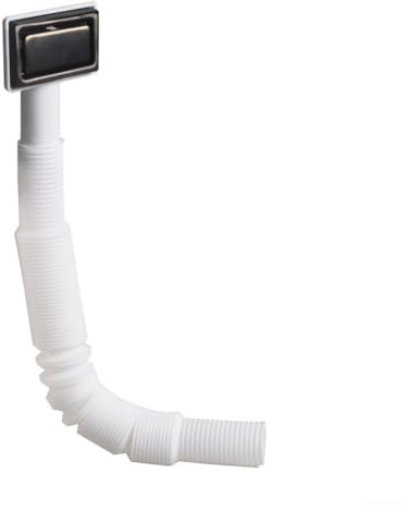 CYRENT Tubo de desbordamiento cuadrado de acero inoxidable ajustable para fregadero con placa de acero antifugas y sello de junta suave de 230 mm a 530 mm de extensión para uso en cocina