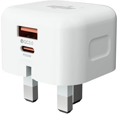MOBILEDIRECT 30W Dual Port Fast Charger Plug UK | USB-C & USB-A Plug, QC 3.0-PD Type C Wall Power Adapter | Micro USB Plug for iPhone 17/16/15/14, iPad, Samsung, Android, Apple Watch