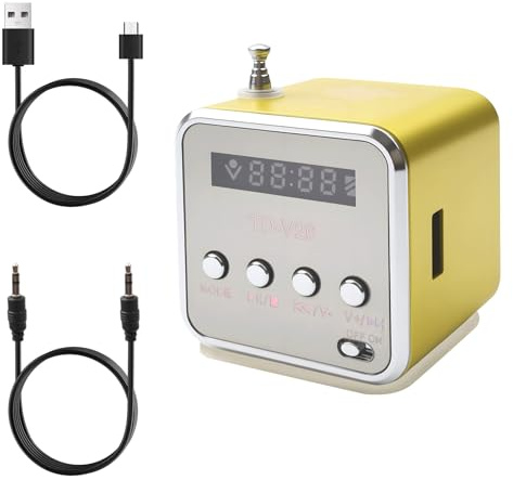 Mini Portable Digital Radio TDV26 Retro Rechargeable AM FM Radios Battery Powered Small Speaker TF Card Music Player with Extendable Antenna Display Xmas Gfits for Elderly Home Car Travel Outdoor