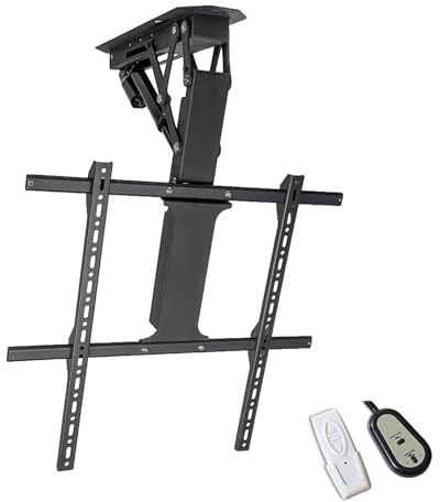 Support TV motorisé pour téléviseurs plats et incurvés de 32 à 70 pouces - Support plafond avec télécommande et interrupteur - Deux options d'installation