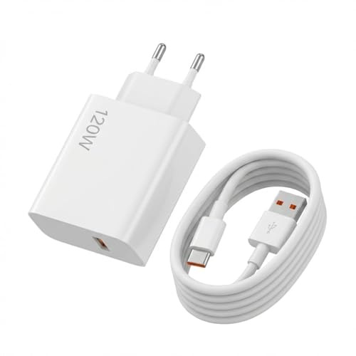 Caricabatterie rapido da 120 W per Xiaomi, con cavo USB C da 1 m, per adattatore da 120 W per Xiaomi Redmi Note 14 Pro,15T 15 14 Poco X7 Pro F7 Ultra, disponibile per altre marche.