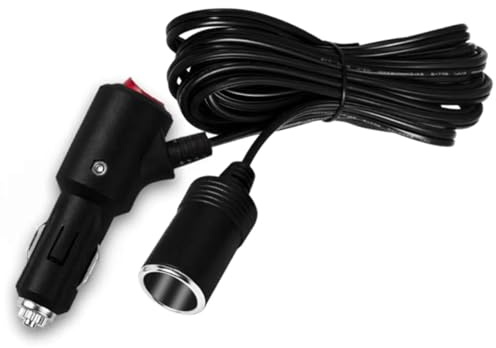 LLINthy Car Extension Cord With On/off- Button Max180W For Car Chargers Vacuum Cleaners Fans LED Lights Automotive Power Cord