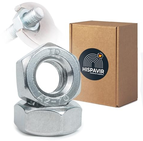 HISPAVIR® | Tuercas Hexagonales M10 DIN 934 Acero Inoxidable A2 | Caja 200 Unidades | Llave de 17 mm | Rosca Métrica Estándar 1,50 mm | Alta Resistencia y Anticorrosión | Bricolaje y Profesional.
