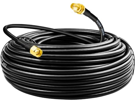 Boobrie 15M Câble SMA Mâle vers SMA Femelle Équivalent LMR200 Câble Coaxial WiFi Extension Faible Perte pour Routeur WiFi, Antenne 3G 4G 5G LTE - Supérieur au RG58, 50 Ohms Haute Flexibil