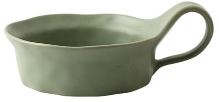 Keramiska fruktskålar, av stengods med handtag Porslinsskal, keramisk soppskål, salladsskål, 455 ml(Green)