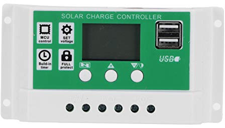 Hapivida Solarladeregler mit LCD Display, 50A laderegler für 12V 24V Solarmodule, einstellbare Ladeentladeparameter, ABS Gehäuse, Solarregler für OPEN AGM GEL Batterien, Dual USB A
