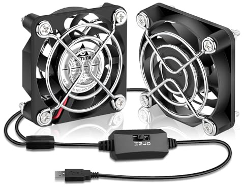 GDSTIME Lot de 2 Ventilateur 50mm USB Ventilateur PC 5V 50 x 10mm Réglable | Ventilateur usb 50mm pc fan usb 50x50x10mm 4500 tr/min avec L/M/H Vitesse Réglable pour Ordinateur Boîte TV DVR