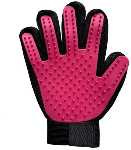 Pet Grooming Gloves for Dogs & Cats – Deshedding Brush Glove for Long & Short Hair, Gentle Massage Mitt, Removes Loose Fur (Pink, Single Right)
