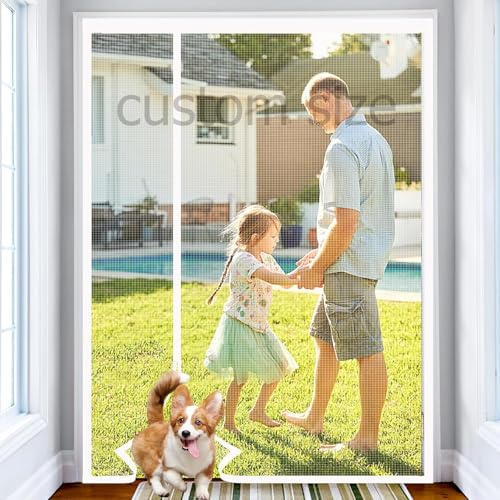 FYHDSH Tenda Zanzariera Magnetica per Porta, Apertura Laterale Tenda con Calamita Zanzariere Magnetiche per Porta Scorrevole Balcone Patio,Bianco-B,Dimensioni personalizzate