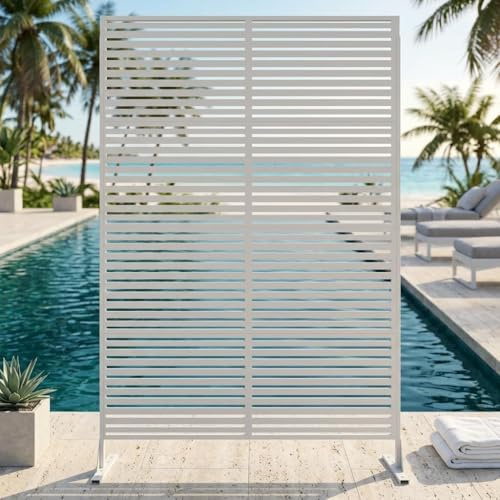 Towallmark Sichtschutzwand Metall freistehend, 180 x 117 cm, Dekorativer Sichtschutz für Garten, Terrasse & Balkon, Outdoor Paravent Trennwand