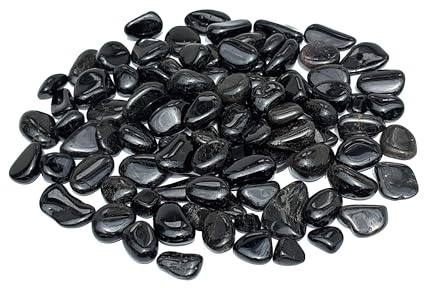 MKÖPKE Schwarzer Turmalin Trommelsteine - 50 g Edelsteine | 5-20 mm | Polierte Mini-Natursteine