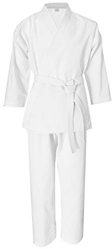 Tubayia Karatdräkt Karate Uniform med vitt bälte för lådor Muay Thai Taekwondo Sparring fitnessträning Vit XX-L