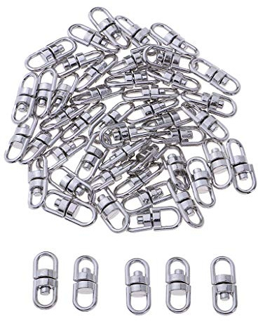 SM SunniMix 50Pcs Swivel Key Ring Connectors Double Ended Clasp Clip 360 Degress, Small