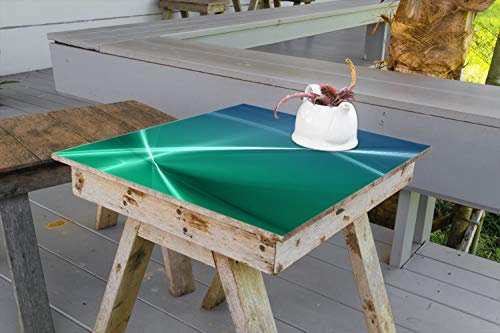 Wallario Selbstklebende Möbelfolie/Tischdecke für Innen und Außen, Größe: 90 x 90 cm - Abstrakte Formen und Linien in blau grün türkis
