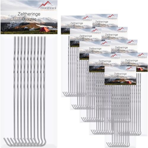 20/50/100 Zeltheringe Erdanker 230 MM lang aus verzinktem gehärtetem Stahl - Stabile Bodenanker Erdnägel Erdanker für Sonnensegel, Unkrautvlies, Gartenvlies, Zaun & Camping Silver Einheitsgröße