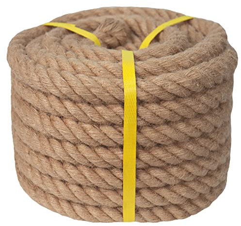Twisted Manila Rope (1 Inch x 50 Feet) Natural Jute Rope Thick Hemp Ropes for Docks, Nautical, Railings, Hanging Swing, Decorating