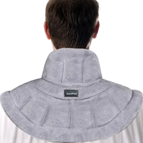 SuzziPad Neck Heating Pad Microwavable for Discomfort Reduction, Shoulder Heated Pads for Chronic Necks Fatigue, Reduce Muscle Tightness & Stress, Microwave Warmer with Moist Heat, Grey