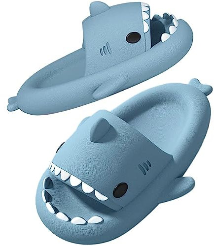SAGUARO Shark Slides Pillow Herren Badelatschen Rutschfeste Badeschuhe Damen Strand Haifisch Schlappen Original Wolken Lustig Slippers Hai Sommer Hausschuhe Blau 46/47