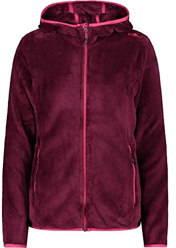 CMP - Giacca in pile Highloft da donna con cappuccio fisso, Amaranto, 46