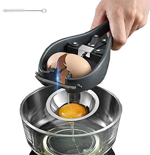 FUYTERY Separador de Huevos de Acero Inoxidable Abridor de Huevos Automático de Mano Herramienta de Cocina