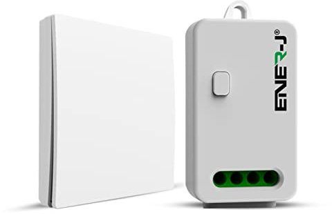 ENERJ Wireless Kinetic Switch 1 Gang, Non Dimmable RF Receiver Bundle Kit, Battery Free, Outdoor Waterproof IP55 Wireless Switch