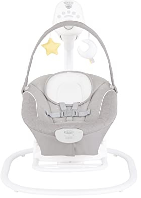 Graco - SoftSway™ Columpio 2 en 1 inteligente y silencioso, asiento multidireccional, desde el nacimiento hasta los 6 meses aprox. (0-9 kg), color Starlight
