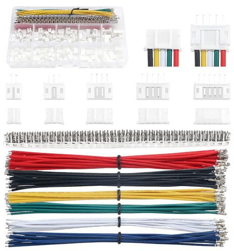 Lyeteung 420 Stück JST-PH 2/3/4/5/6 Pin Gehäuse Adapter Kit - Stecker, Buchse, 22 AWG Vorgekräuselter Kabeldraht und Pin-Crimpklemme (Einfach)