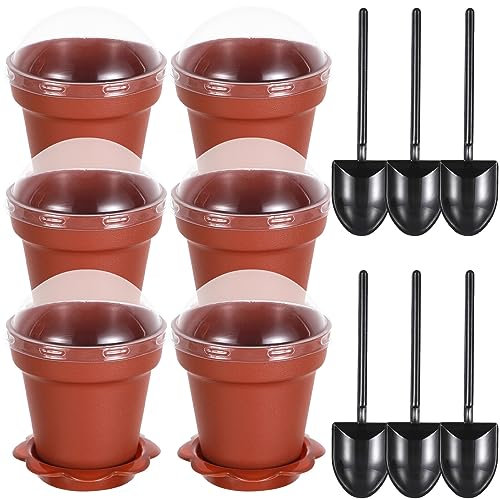 Cupcake Container 20pcs Flower Pot Dessert Cups with Lids and Spoon Creative Cake Cups with Base Small Appetizer Cups for Yogurt Cupcake Jelly Cupcake Containers/95 ( Color : Picture 1 , Size : Size 1