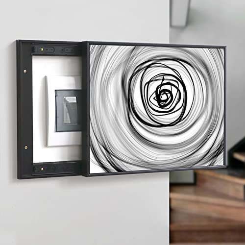 Sicherungskasten Abdeckung Schrank, Bilder for Aufhängen, Abdeckung von Elektrokästen, Theken, Verteilerkasten, Verstecken von Gemälden, abstrakte Kunst, Schwarz und Weiß, dekorativ, vertikal, nach li