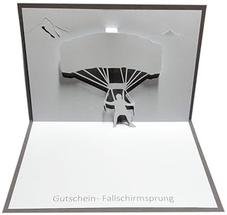 Gutschein - Fallschirmsprung Pop up Karte