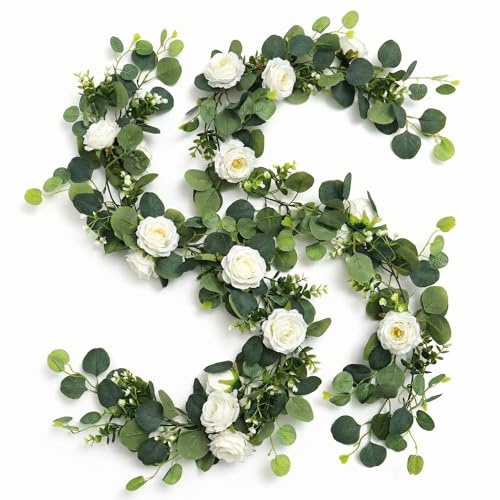 QWORK® 2 pièces 6FT/180CM Guirlande de Fleurs artificielles, Vigne Fleur Artificielle, pour fête, fête de Mariage, décor de Chemin de Table