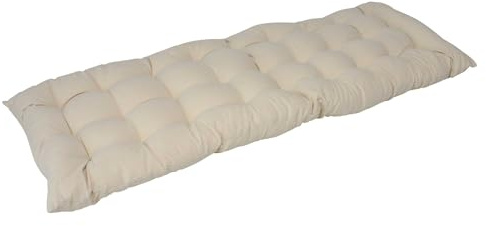 FRANK FLECHTWAREN Bankauflage Beige, dick gepolstert, Ziersteppung, 100% Baumwolle, Füllung 100% Polyester Maße: 40 x 120 cm | dick gepolstert, Ziersteppung, 100% Baumwolle, Füllung 100% Polyester