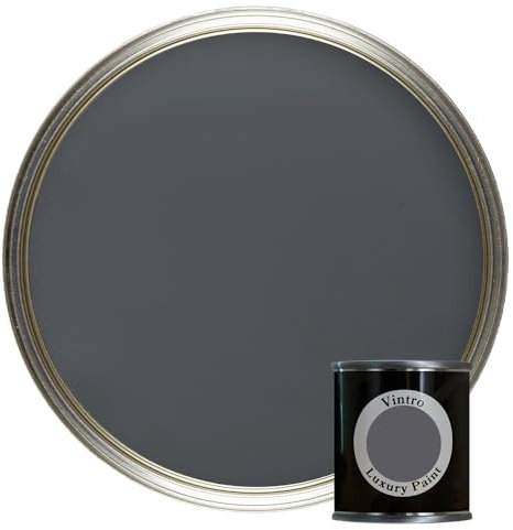 Vintro Paint | Luxury Matt Emulsion | Paint Tester Pot | Smooth Chalky Finish | Multi Surface Paint | for Walls, Ceilings, Wood and Metal | 125ml (Dark Grey - Wigeon Grey)