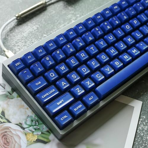 142 Keys SA Profile PBT Doubleshot Keycaps Blue Translucent Keycap Set Fit for 61/64/87/104/108 Cherry Mx Switches ISO ANSI Mechanical Keyboard