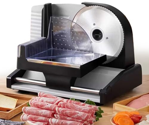 pealiritansemen Electric Lamb Beef Slicer, 200 W Stainless Steel Meat Cutter Machine, 0-15 Mm Cutting Thickness Adjustment, Commercial Meat Slicer, For Home Cooking/Hot Pots/Barbecues
