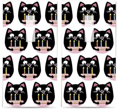 20 einzelne Taschentücher Tiermotive Katze mit Kuchen. 2 Packungen mit 10 einzelnen Papiertaschentücher bedruckt als Geschenk.