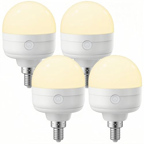 LGMCF Bombilla recargable E14 con mando a distancia, 8 W, batería regulable con función de temporización, bombilla LED de 3 colores con imán para lámparas no cableadas, luz de emergencia, 4 unidades