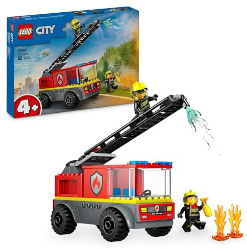 LEGO City Camión de Bomberos con Escalera de Juguete, Vehículo y 2 Minifiguras para el Juego de rol, Juguetes Educativos para Niños y Niñas de 4 Años o Más, Regalo de Cumpleaños Infantil 60463
