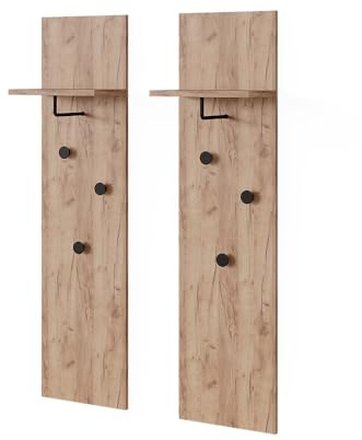 Vicco Garderobe Siri, Goldkraft Eiche, Set mit 2 Wandgarderoben, zur Aufbewahrung von Schuhen und als Sitzgelegenheit nutzbar