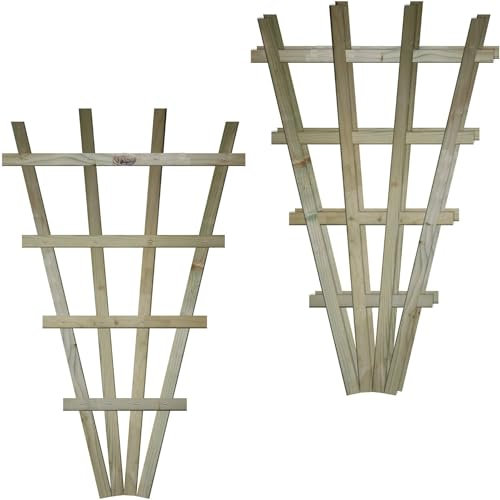 Small Fan Shaped Pack of 3 2x3ft (W: 2ft x H: 3ft) Frameless Decorative Lattice Trellis Panel Plant Grown Wall/Fence Art with Large Standard Squares Width 610mm x Height: 990mm
