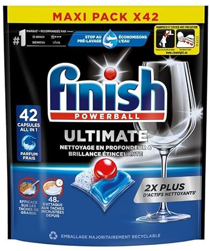 Finish Ultimate Pastilles Lave-Vaisselle All in One- Parfum Frais - 42 Tablettes Lave-Vaisselle