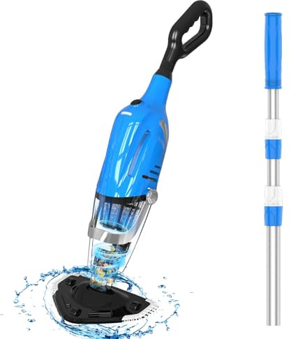 PoolyPoly 2026 Nueva Aspiradora de Piscina con Batería, Limpiafondos Manual para Piscina, Autonomía 80 Minutos, Aspiradora Eléctrica para Piscina, SPA, Azul